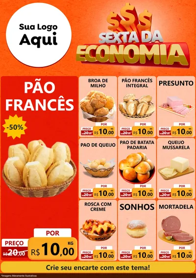 Modelo de Encarte para Encarte A4 Vertical com o tema Sexta da Economia para Padaria