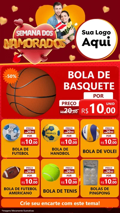 Modelo de Rede Social para Stories com o tema Semana dos Namorados para Artigos Esportivos