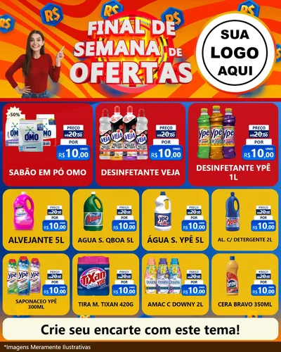 Modelo de Rede Social para Feed Instagram com o tema Final de Semana de Ofertas para Produtos de Limpeza