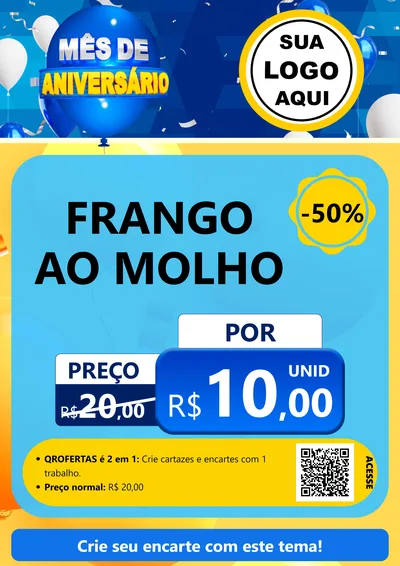 Modelo de Cartaz para Cartaz A4 Vertical com o tema Mês de Aniversário para Restaurante
