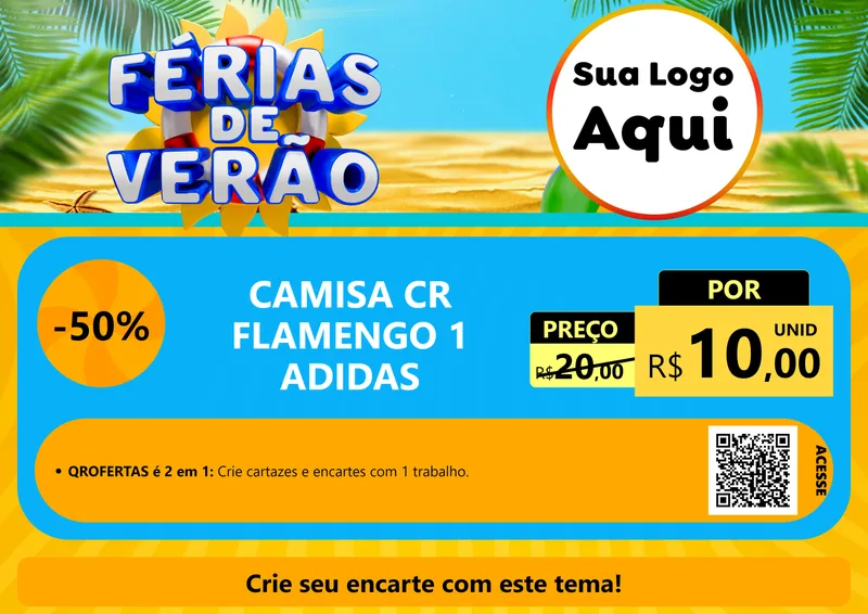 Modelo de Cartaz para Cartaz A4 Horizontal com o tema Férias de Verão para Roupas e acessórios