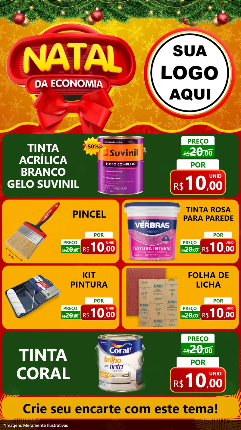 Modelo de TV para TV Vertical com o tema Natal da Economia para Tintas e Ferramentas