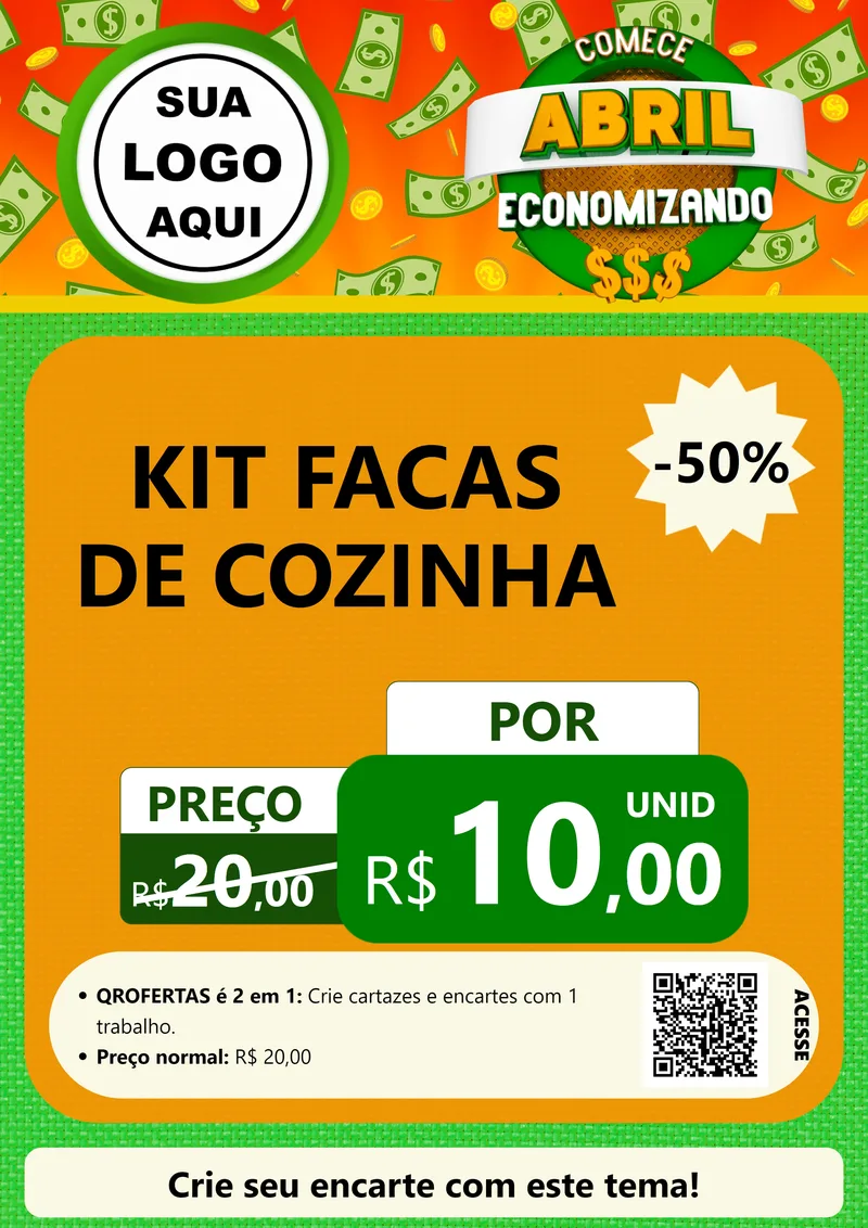 Modelo de Cartaz para Cartaz A4 Vertical com o tema Comece Abril Economizando para Utilidades Domésticas