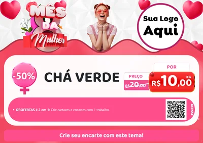 Modelo de Cartaz para Cartaz A4 Horizontal com o tema Mês da Mulher para Produtos Naturais