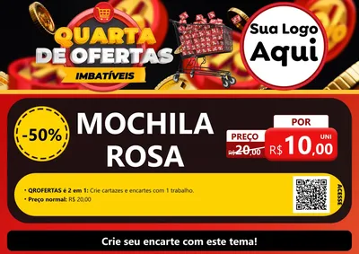 Modelo de Cartaz para Cartaz A4 Horizontal com o tema Quarta de Ofertas Imbatíveis para Papelaria