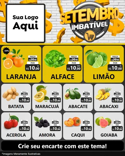 Modelo de Rede Social para Feed Instagram com o tema Setembro Imbatível para Hortifrúti