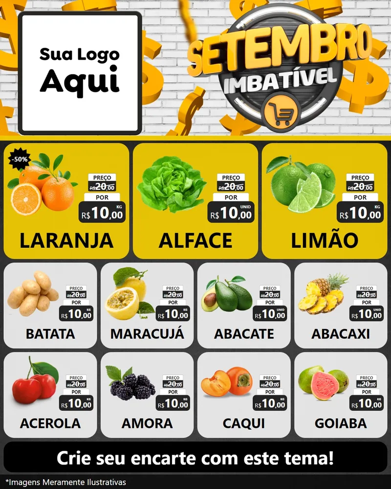 Modelo de Rede Social para Feed Instagram com o tema Setembro Imbatível para Hortifrúti