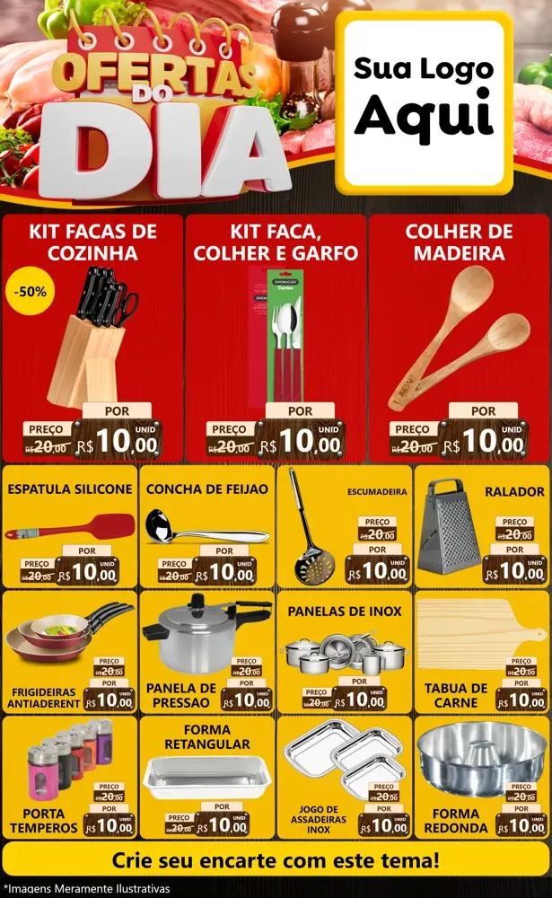 Modelo de Encarte para Encarte Grande com o tema Ofertas do Dia para Utilidades Domésticas