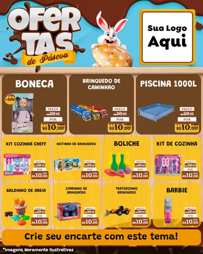 Modelo de Rede Social para Feed Instagram com o tema Ofertas de Páscoa para Brinquedos