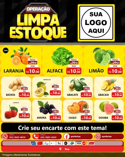 Modelo de Rede Social para Feed Instagram com o tema Operação Limpa Estoque para Hortifrúti