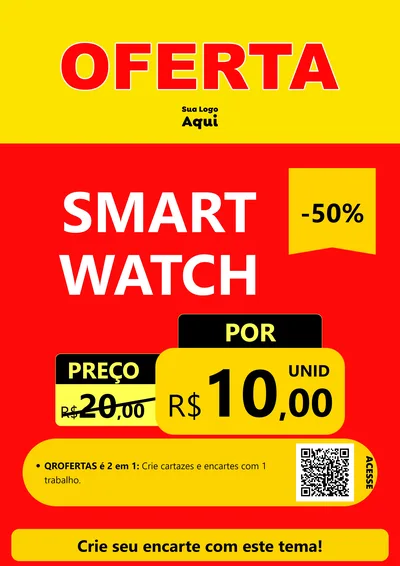 Modelo de Cartaz para Cartaz A4 Vertical com o tema OFERTA - Vermelho Cartaz para Informática