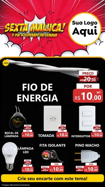 Modelo de Rede Social para Stories com o tema Sexta Maluca! para Materiais Elétricos