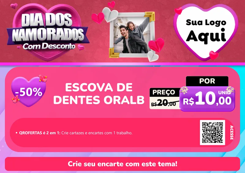 Modelo de Cartaz para Cartaz A4 Horizontal com o tema Dia Dos Namorados Com Desconto para Higiene Pessoal