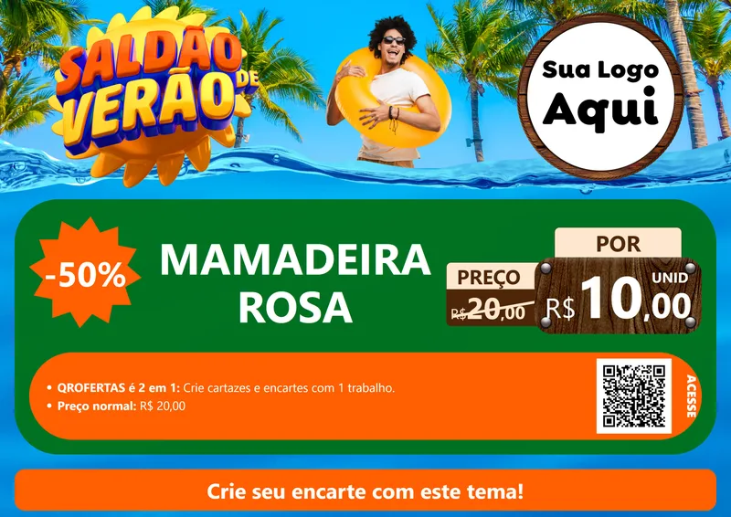 Modelo de Cartaz para Cartaz A4 Horizontal com o tema Saldão de Verão para Bebês