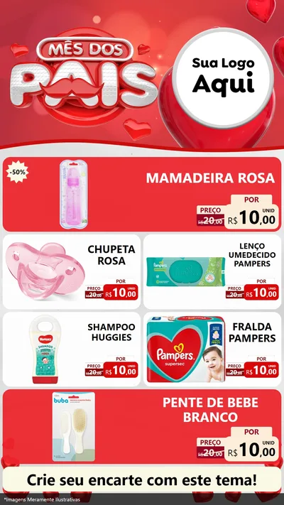 Modelo de TV para TV Vertical com o tema Mês dos Pais para Bebês