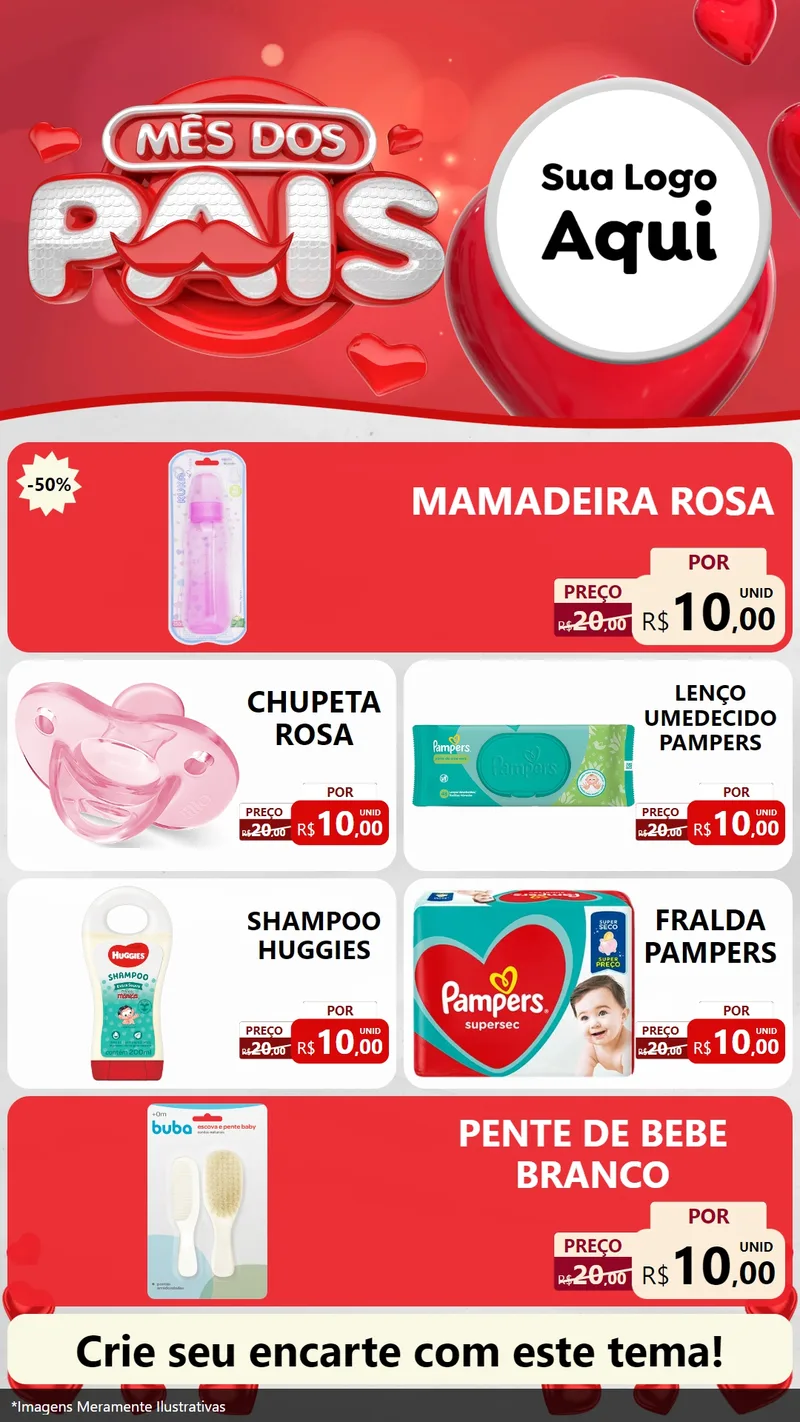 Modelo de TV para TV Vertical com o tema Mês dos Pais para Bebês