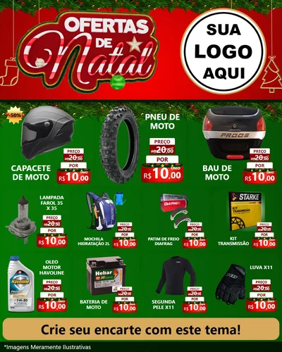 Modelo de Rede Social para Feed Instagram com o tema Ofertas de Natal para Moto peças