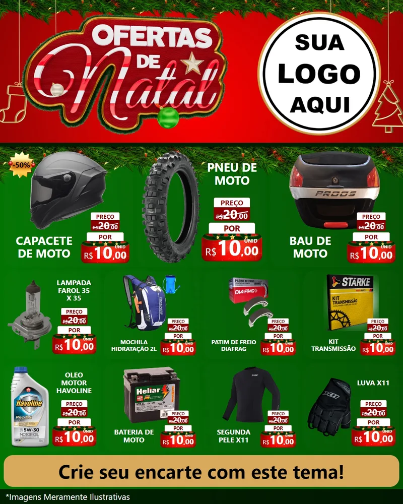 Modelo de Rede Social para Feed Instagram com o tema Ofertas de Natal para Moto peças