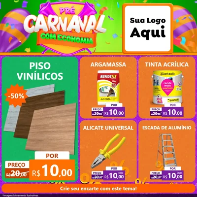 Modelo de Rede Social para Feed Facebook com o tema Pré-Carnaval Com Economia para Material para Construção