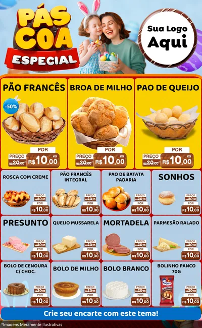Modelo de Encarte para Encarte Grande com o tema Páscoa Especial para Padaria