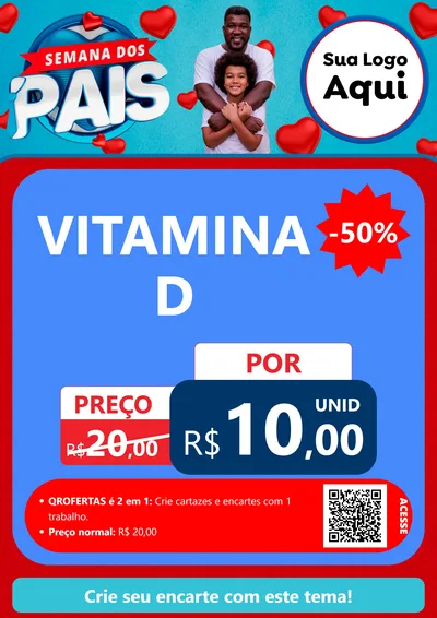 Modelo de Cartaz para Cartaz A4 Vertical com o tema Semana Dos Pais para Farmácia