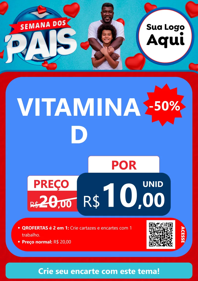 Modelo de Cartaz para Cartaz A4 Vertical com o tema Semana Dos Pais para Farmácia