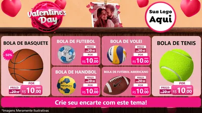 Modelo de TV para TV Horizontal com o tema Valentine's Day para Artigos Esportivos