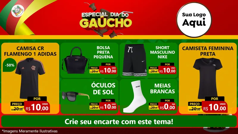 Modelo de TV para TV Horizontal com o tema Especial Dia do Gaúcho para Roupas e acessórios