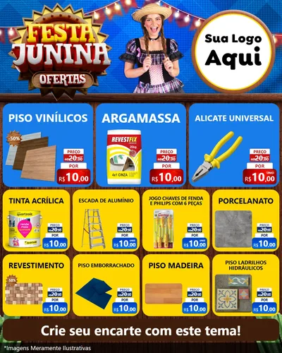 Modelo de Rede Social para Feed Instagram com o tema Festa Junina Ofertas para Material para Construção