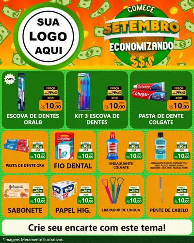 Modelo de Rede Social para Feed Instagram com o tema Comece Setembro Economizando para Higiene Pessoal