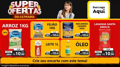 Modelo de TV para TV Horizontal com o tema Super Ofertas da Semana para Supermercado