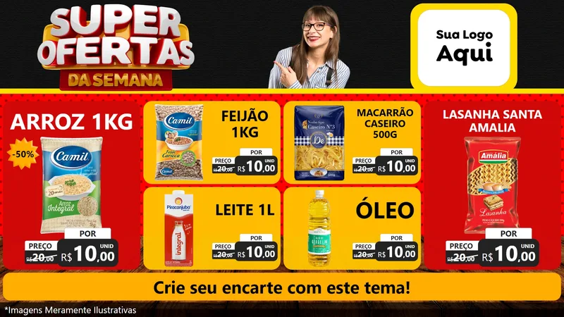 Modelo de TV para TV Horizontal com o tema Super Ofertas da Semana para Supermercado
