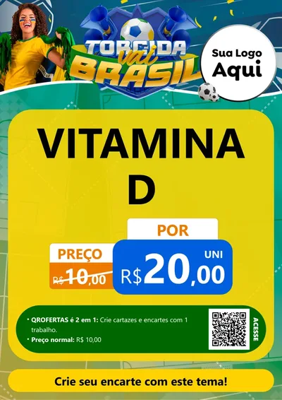 Modelo de Cartaz para Cartaz A4 Vertical com o tema Torcida Vai Brasil - Copa para Farmácia