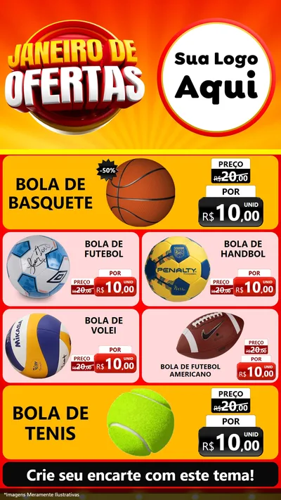 Modelo de TV para TV Vertical com o tema Janeiro de Ofertas para Artigos Esportivos