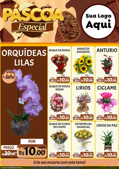 Modelo de Encarte para Encarte A4 Vertical com o tema Páscoa Especial para Floricultura e jardim