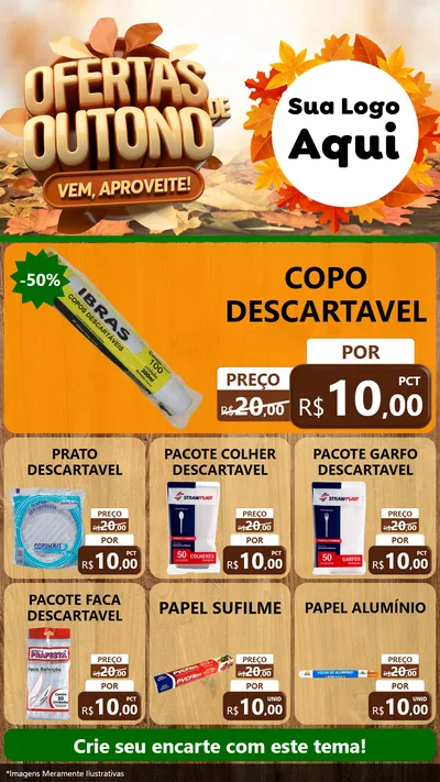 Modelo de Rede Social para Stories com o tema Ofertas de Outono - Vem, Aproveite! para Embalagens