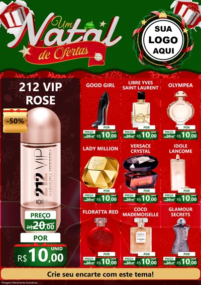 Modelo de Encarte para Encarte A4 Vertical com o tema Um Natal de Ofertas para Perfumes