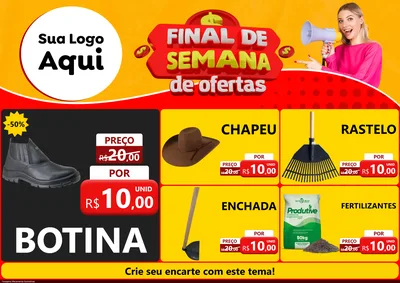 Modelo de Encarte para Encarte A4 Horizontal com o tema Final de Semana de Ofertas para Agropecuária