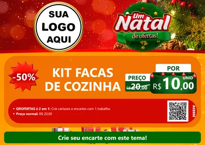 Modelo de Cartaz para Cartaz A4 Horizontal com o tema Um Natal de Ofertas para Utilidades Domésticas