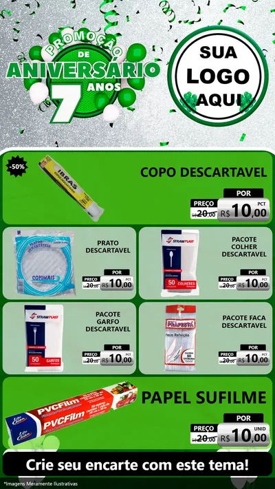 Modelo de TV para TV Vertical com o tema Promoção de Aniversário - 7 Anos para Embalagens