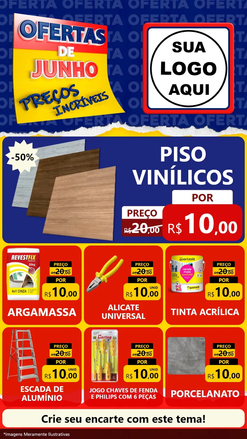 Modelo de Rede Social para Stories com o tema Ofertas de Junho - Preços Incríveis para Material para Construção