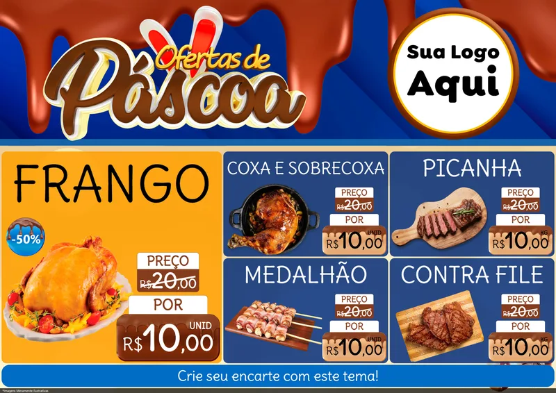 Modelo de Encarte para Encarte A4 Horizontal com o tema Ofertas de Páscoa para Assados