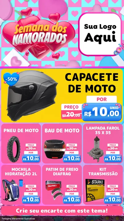 Modelo de Rede Social para Stories com o tema Semana dos Namorados para Moto peças