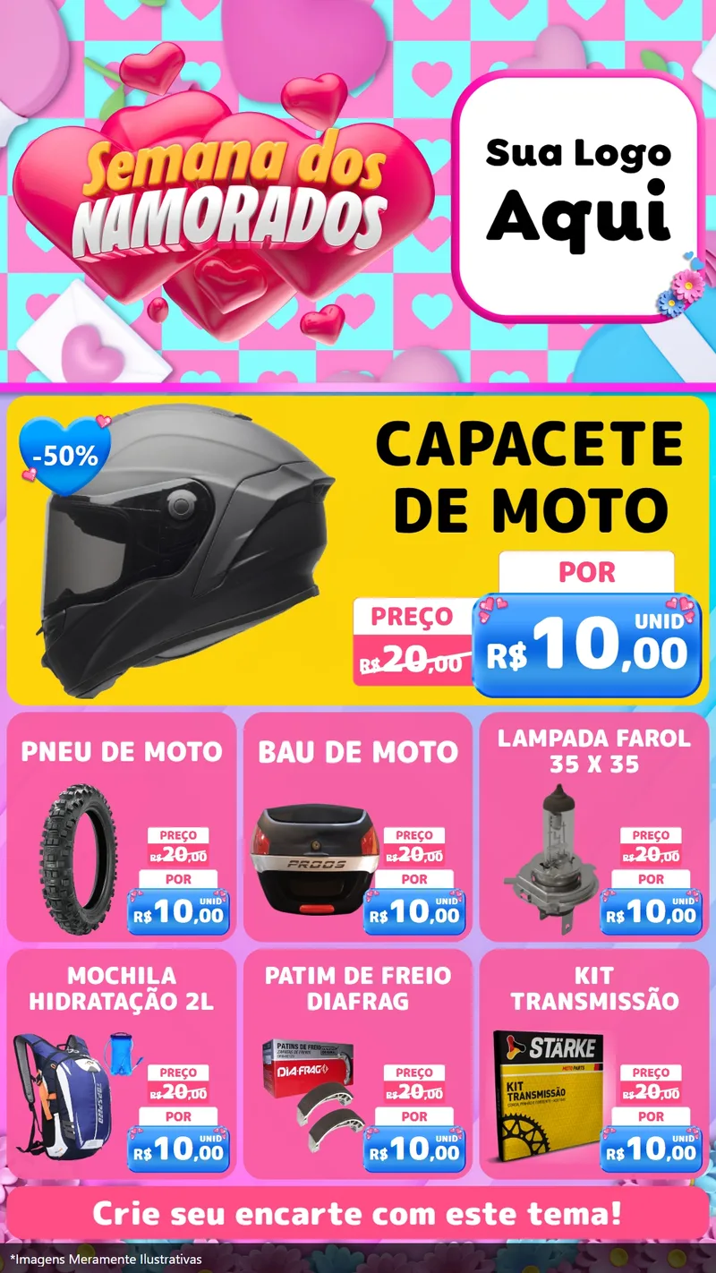 Modelo de Rede Social para Stories com o tema Semana dos Namorados para Moto peças