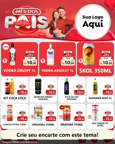 Modelo de Rede Social para Feed Instagram com o tema Mês dos Pais para Distribuidora de bebidas