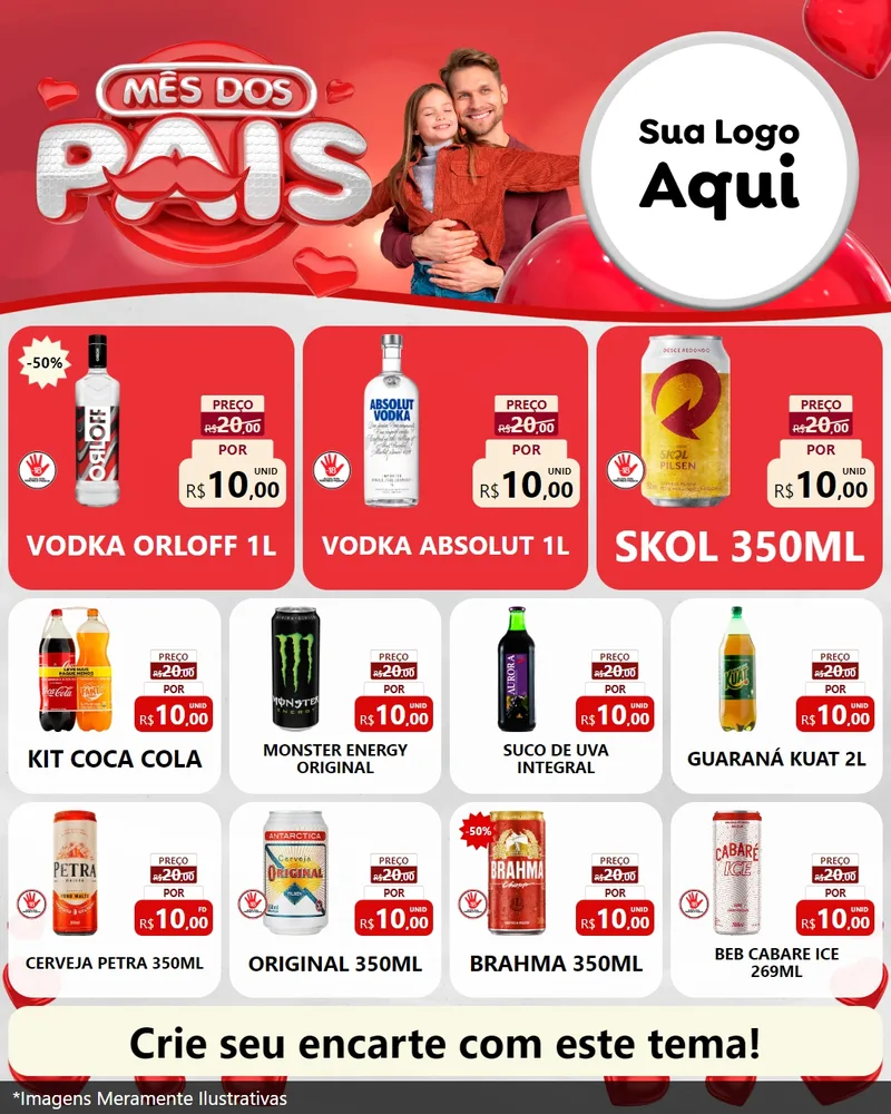 Modelo de Rede Social para Feed Instagram com o tema Mês dos Pais para Distribuidora de bebidas