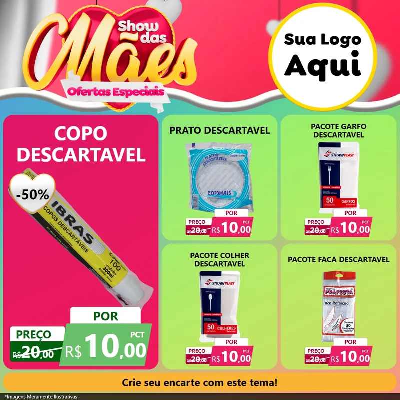 Modelo de Rede Social para Feed Facebook com o tema Show das Mães - Ofertas Especiais para Embalagens