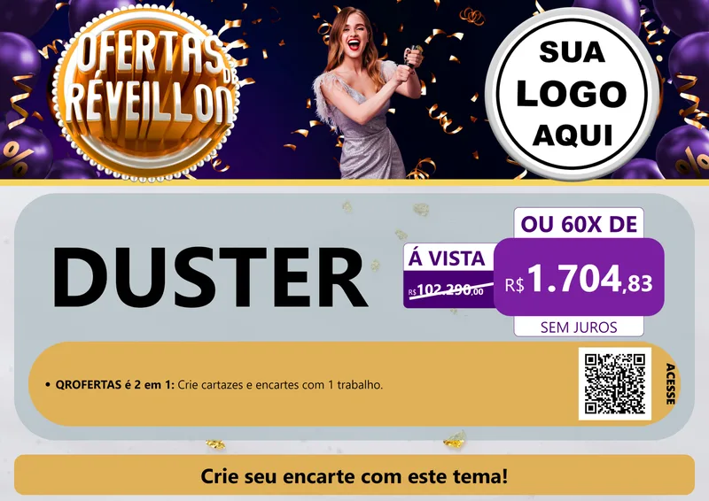 Modelo de Cartaz para Cartaz A4 Horizontal com o tema Ofertas de Réveillon para Concessionaria de Carros