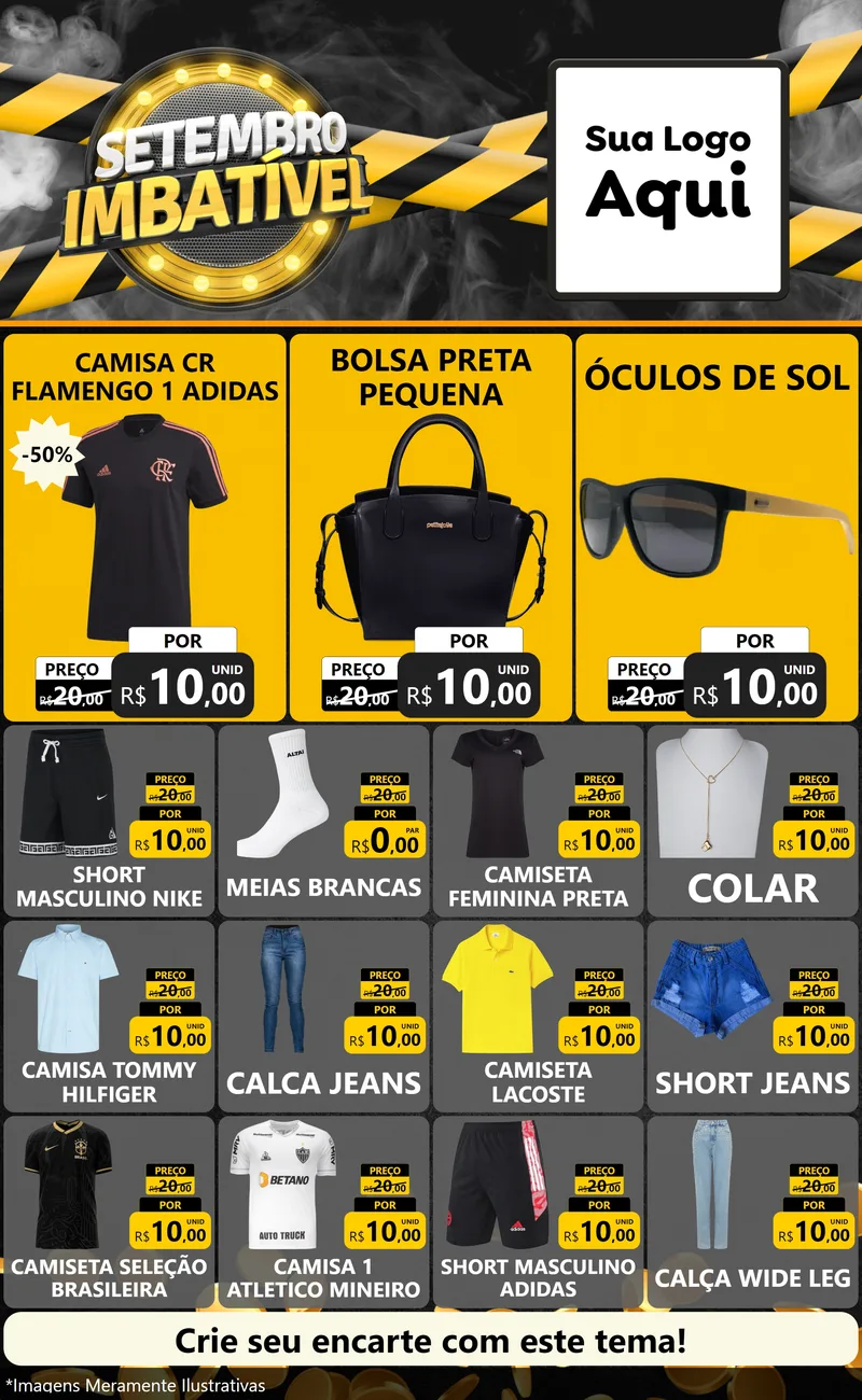 Modelo de Encarte para Encarte Grande com o tema Setembro Imbatível para Roupas e acessórios