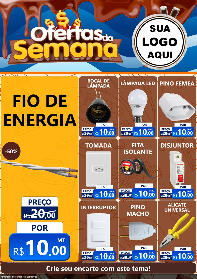 Modelo de Encarte para Encarte A4 Vertical com o tema Ofertas da Semana - Páscoa para Materiais Elétricos